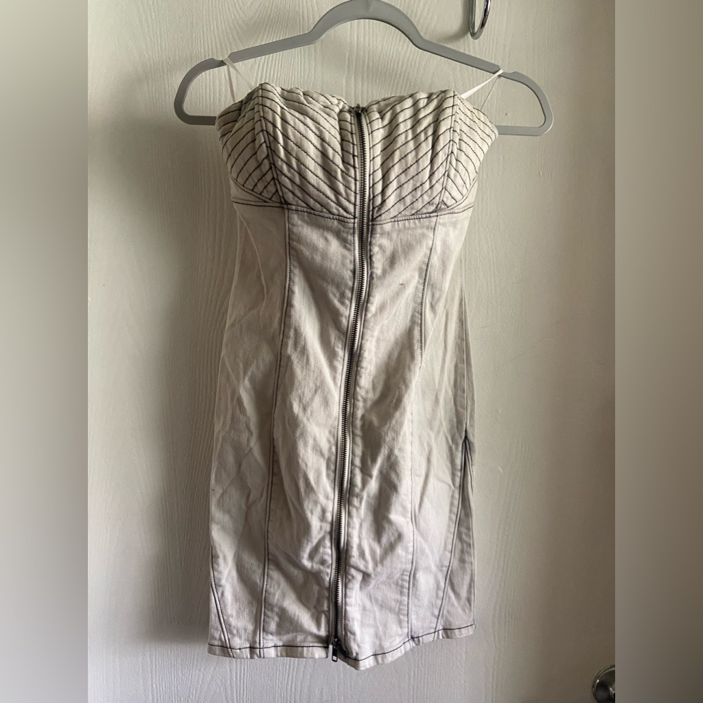 Vtg. Guess Jeans Collection Iced Denim Mini Dress Zippered Cotton/Spandex